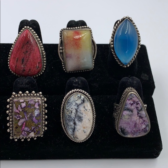 Sterling silver natural stones rings - Picture 3 of 7